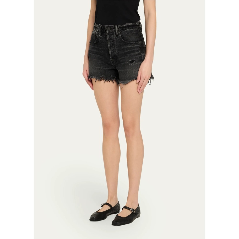 MOUSSY VINTAGE Harrington Cut Off Shorts Black High Rise NWT Size 25 $215